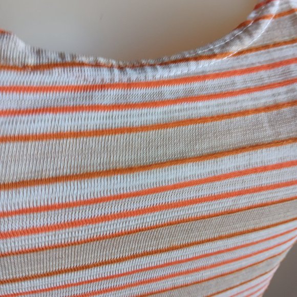 1OF1 Women's Medium Vintage Orange Striped Tank Top Sleeveless Casual Scoop Neck - Picture 5 of 7